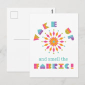 Wakker worden en de Fabric Quilt Quote verdraaien Briefkaart (Voorkant / Achterkant)