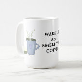 Wakker worden en de koffie smokkelen koffiemok (Voorkant links)