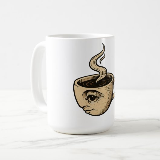 Wakker worden en kijken - Surreal Coffee Cup Desig Koffiemok (Voorkant links)