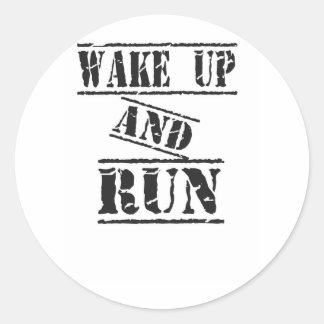 Wakker worden en rennen ronde sticker