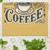 Wakker worden en ruiken de koffie theedoek (Gevouwen)