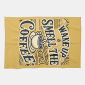 Wakker worden en ruiken de koffie theedoek (Horizontaal)