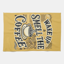 Wakker worden en ruiken de koffie theedoek