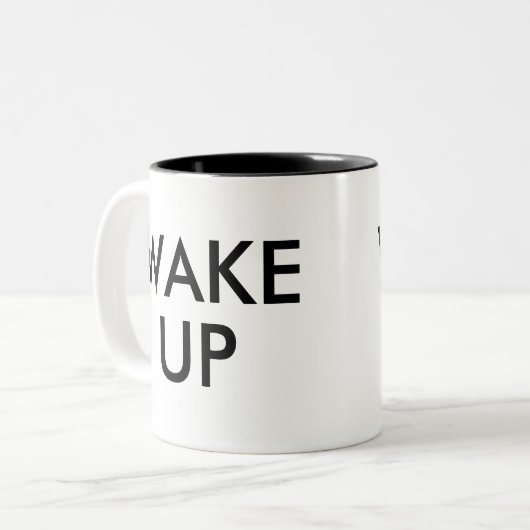 wakker worden | Fun Humor Slogan Tea Coffee Mok (Voorkant links)