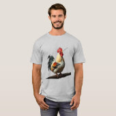 Wakker worden Fun Rooster Kraaien een Waarschuwing T-shirt (Voorkant volledig)