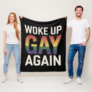 Wakker worden Gay weer grappig LGBTQ Pride Ally Ra Fleece Deken