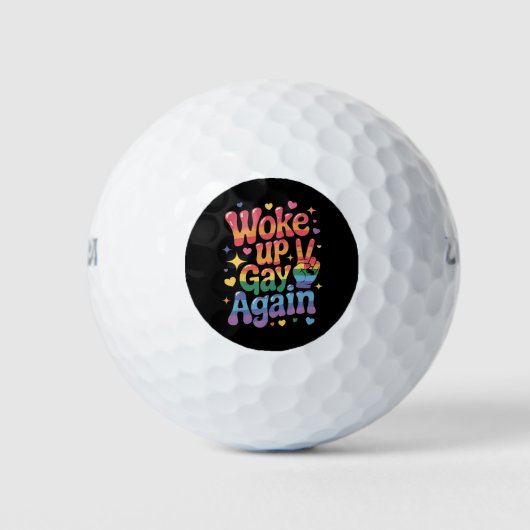 Wakker worden Gay weer grappig LGBTQ Pride Rainbow Golfballen (Voorkant)