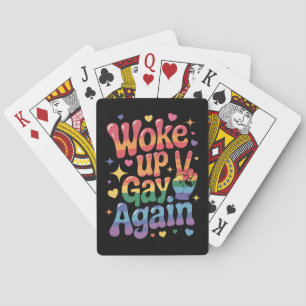 Wakker worden Gay weer grappig LGBTQ Pride Rainbow Pokerkaarten