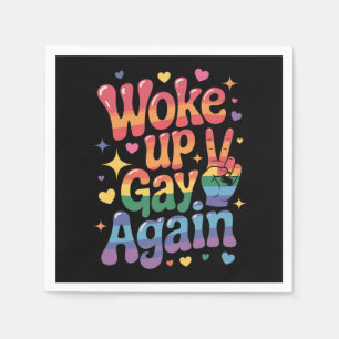 Wakker worden Gay weer grappig LGBTQ Pride Rainbow Servet