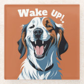 Wakker worden!!! Golden Retriever Pop Art beroemd  Glazen Onderzetter (Voorkant)