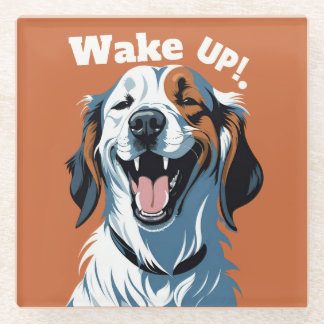 Wakker worden!!! Golden Retriever Pop Art beroemd Glazen Onderzetter