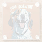 Wakker worden!!! Golden Retriever Pop Art beroemd  Glazen Onderzetter (Achterkant)