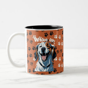 Wakker worden!!! Golden Retriever Pop Art beroemd  Tweekleurige Koffiemok