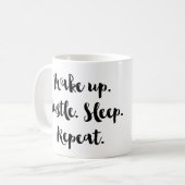 Wakker worden Hustle Sleep Koffiethee-Mok herhalen Koffiemok (Voorkant links)