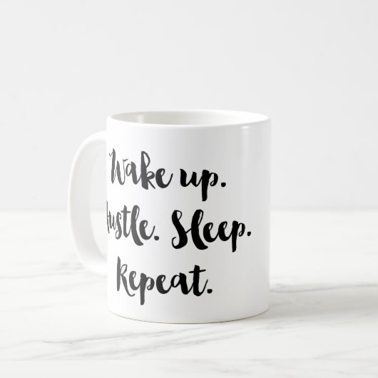 Wakker worden Hustle Sleep Koffiethee-Mok herhalen Koffiemok (Voorkant links)