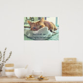 Wakker worden Kat Poster (Keuken)