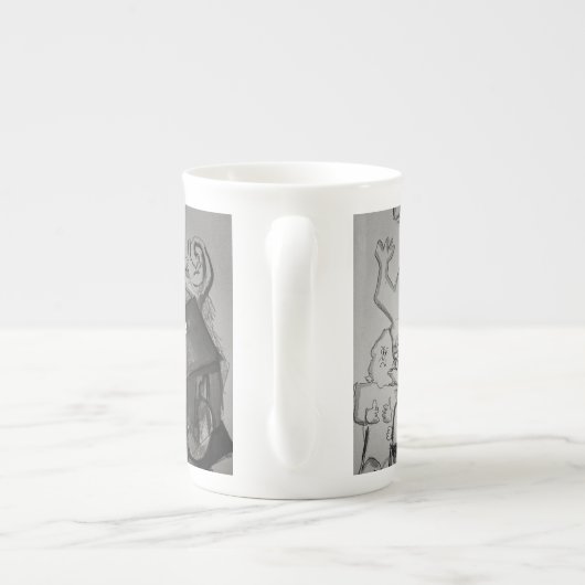 Wakker worden koffie in de ochtend porselein kop (Achterkant)