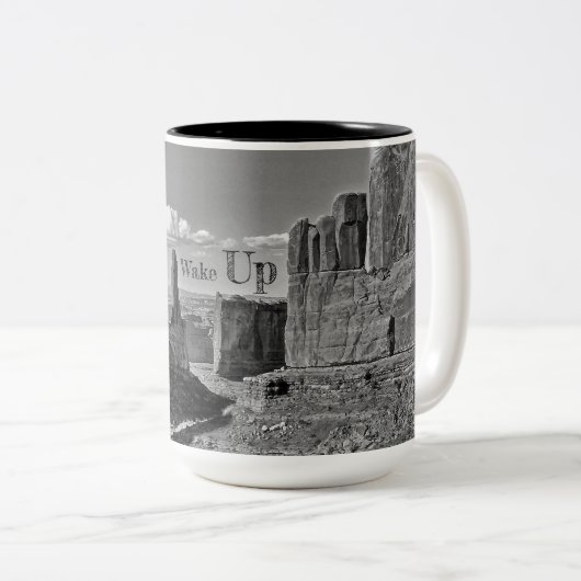 Wakker worden koffie tweekleurige koffiemok (Voorkant rechts)