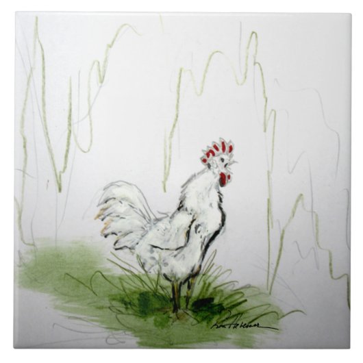 Wakker worden! Rooster Crowiing Tegeltje (Voorkant)