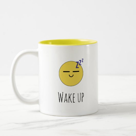 "Wakker Worden" Slaap Emoji Mok (Links)