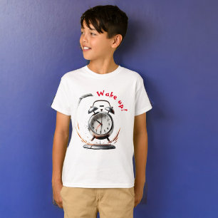 Wakker worden T-shirt met bellende wekker