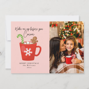 Wakker worden voor je cacaokerstfotokaarten feestdagenkaart