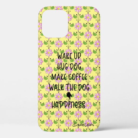 Wakker worden, Walk Dog.. Geluk Gele iPhone Case (Achterkant)
