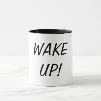Wakker worden zwart wit mok
