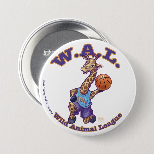 WAL Basketball Ronde Button 7,6 Cm (Voorkant /achterkant)
