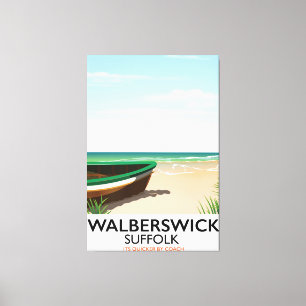 walberswick suffolk vintage poster canvas afdruk