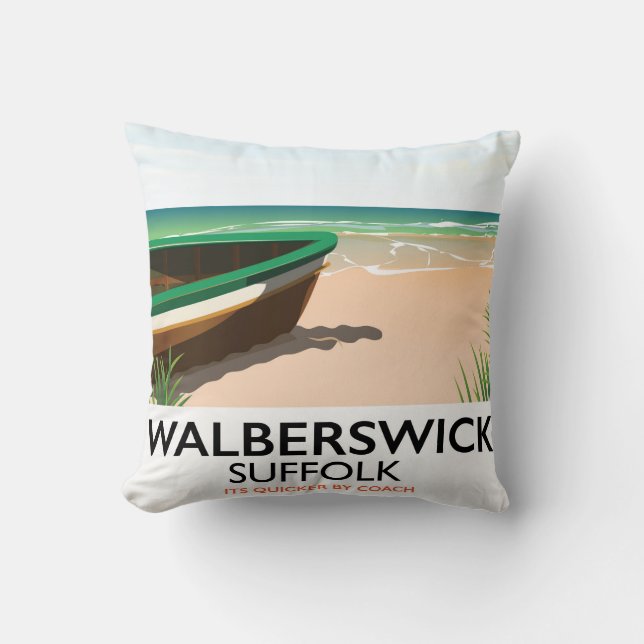walberswick suffolk vintage poster kussen (Voorkant)