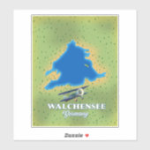 Walchensee meer Duitsland kaart Sticker (Vel)