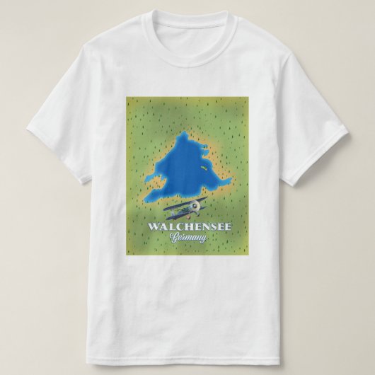 Walchensee meer Duitsland kaart T-shirt (Design voorkant)