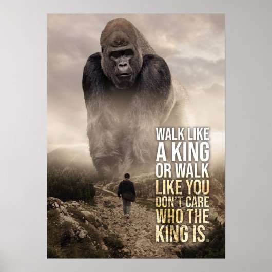 Wald like a King - Gorilla vs Man - Motivatie Poster (Voorkant)