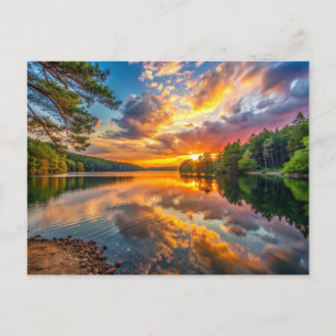 Walden Pond Concord, Massachusetts Sunset Briefkaart