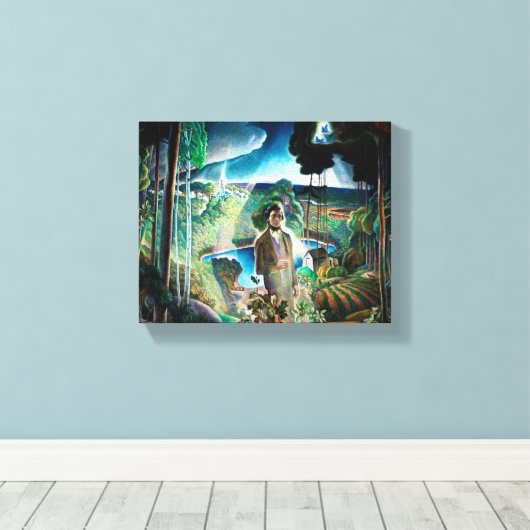 Walden Pond herzien door Newell Convers Wyeth Canvas Afdruk (Insitu (Houten vloer))