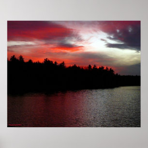 Walden Pond Poster - Deep Red Clouds