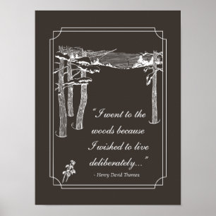 Walden Quote, "Leef bewust" (donker) Poster