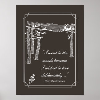 Walden Quote, "Leef bewust" (donker) Poster