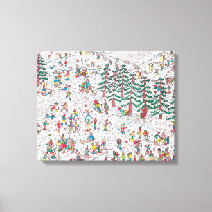 Waldo Cartoon Premium Wrapped Canvas (gloss) Afdruk