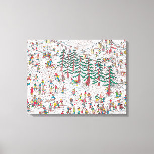 Waldo Cartoon Premium Wrapped Canvas (gloss) Afdruk