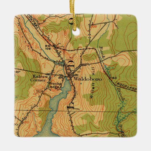Waldoboro Maine  Map Keramisch Ornament (Voorkant)