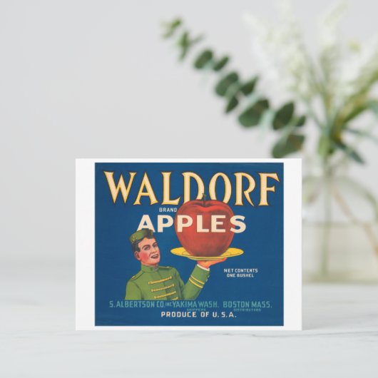 Waldorf Brand Apples  Crate Label Briefkaart (Staand voorkant)