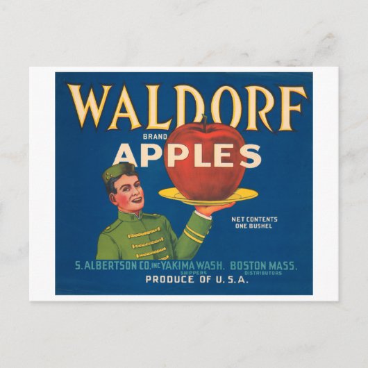 Waldorf Brand Apples Crate Label Briefkaart (Voorkant)