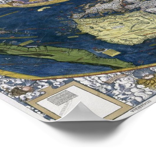Waldseemüller's Wereldkaart Poster (Hoek)