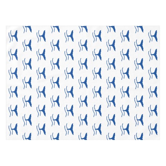 Wale blauwe witte patroon moderne zomerkust tafelkleed (Voorkant (Horizontaal))