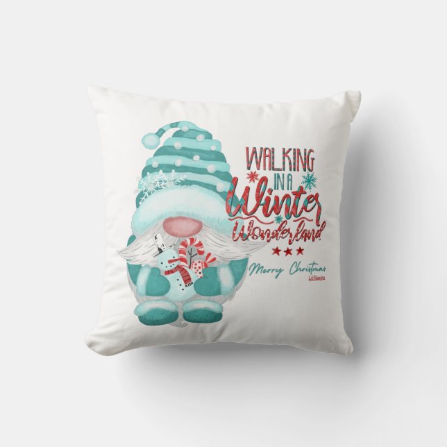 WALEN IN EEN WINTER WONDERLAND Gnome kerstmis Kussen (Voorkant)
