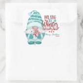 WALEN IN EEN WINTER WONDERLAND Gnome kerstmis Vierkante Sticker (Tas)