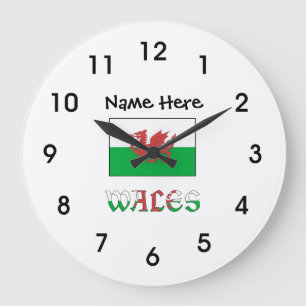 Wales and Welsh Flag met Jouw naam Grote Klok
