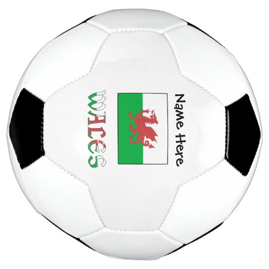 Wales and Welsh Flag met Jouw naam Voetbal (Gedraaid)